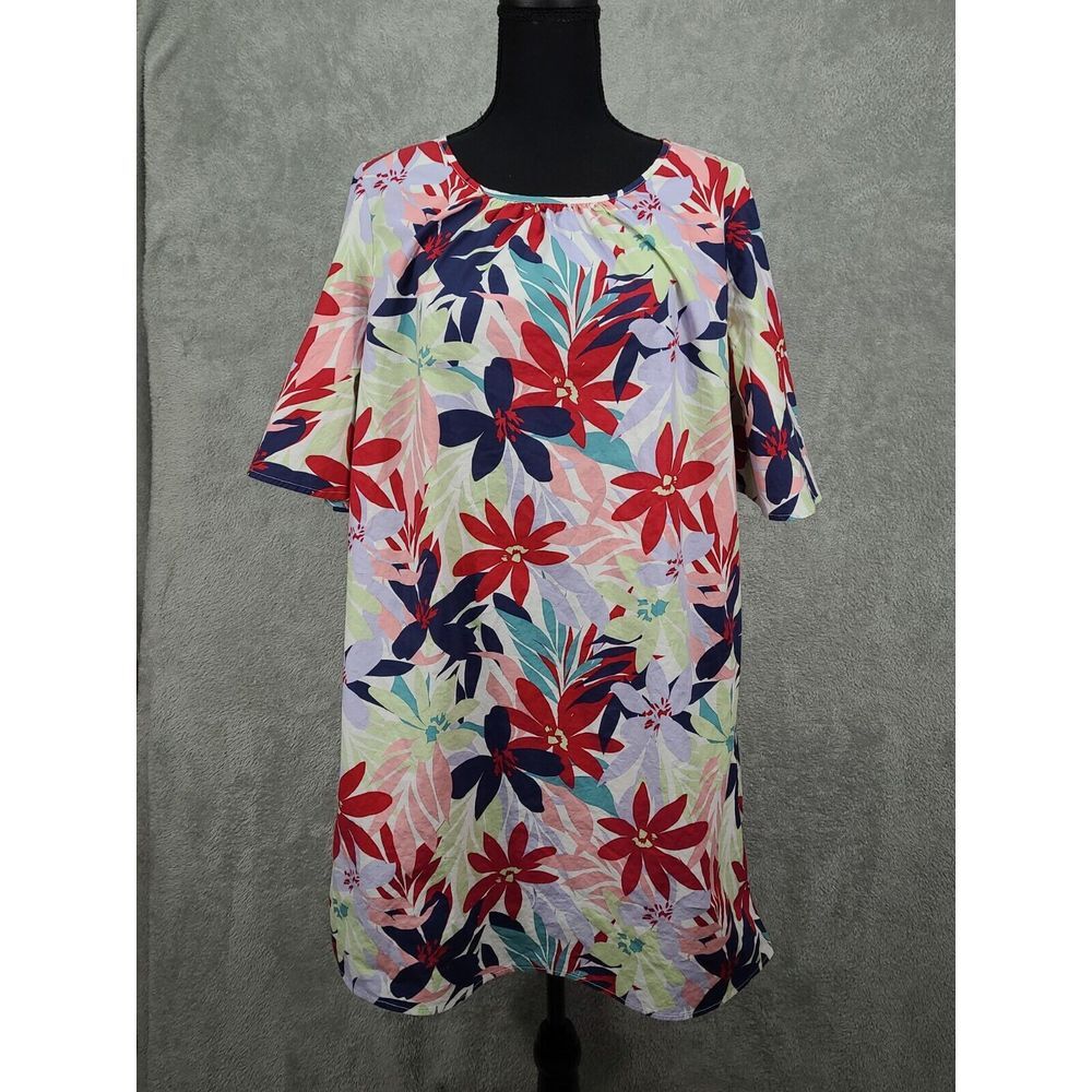 The‎ Pioneer Woman Scoop Neck Mini Dress Bell Sleeves  Floral Print 100% Cotton